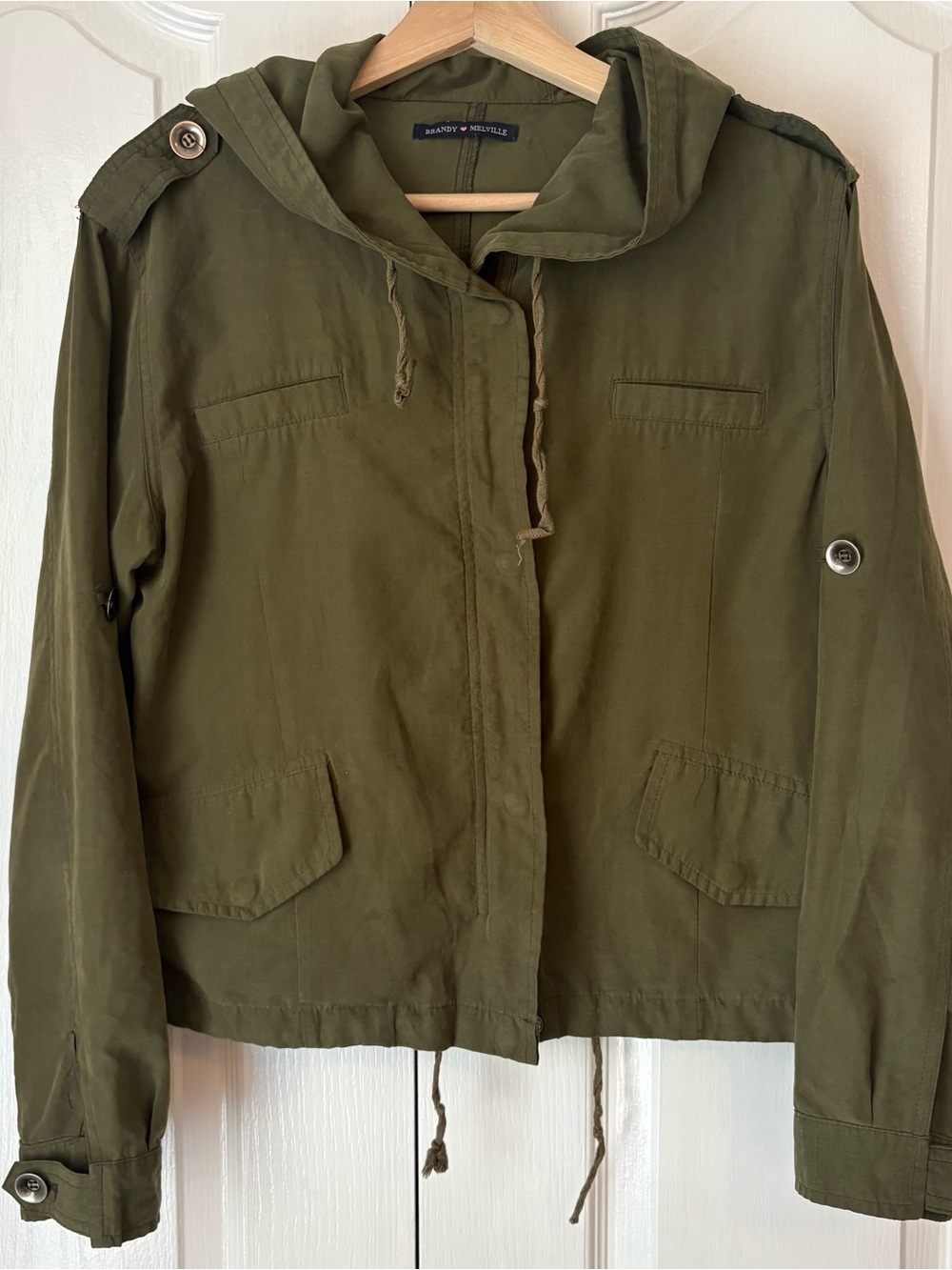 Brandy Melville Olive Utility Hooded Jacket, S 💚